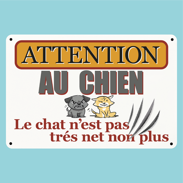 Plaque humoristique: Attention au chien