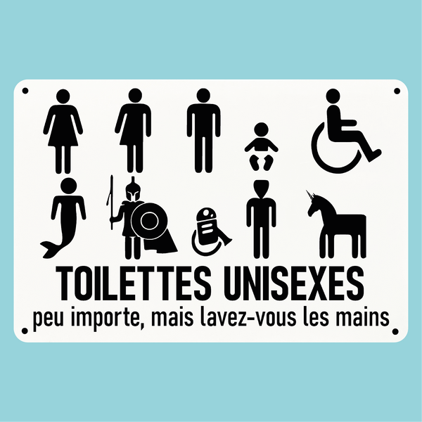 Plaque humoristique: Toilettes unisexes