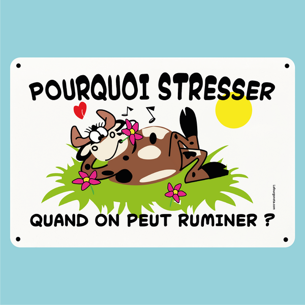 Plaque humoristique: Pourquoi stresser quand on peut ruminer