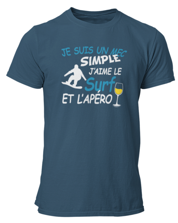 T-shirt Je suis un mec simple j'aime le surf et l'apéro