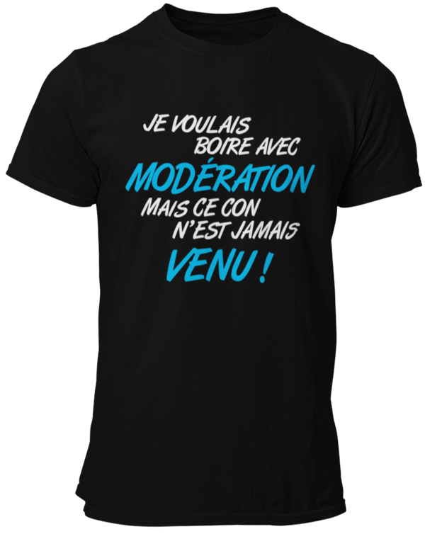 Tee-shirt, Je voulais boire avec modération mais ce con n'est jamais venu!