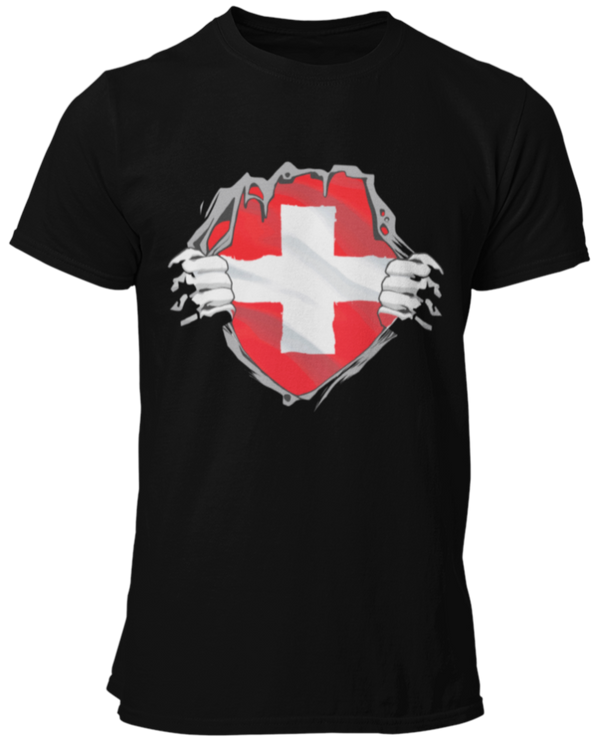 T-shirt Drapeau Suisse déchirure