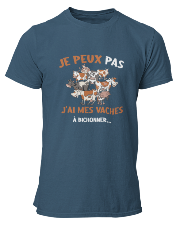 T-shirt je peux pas j'ai mes vaches à bichonner