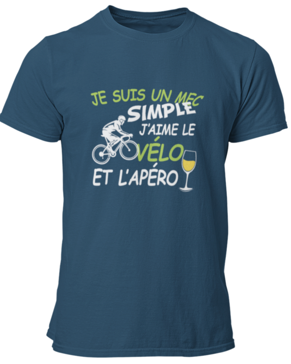 T-shirt Je suis un mec simple j'aime le vélo et l'apéro