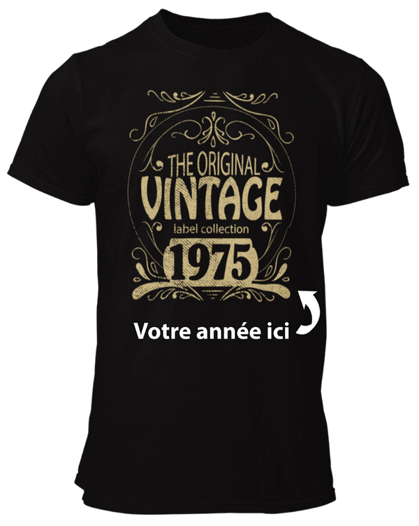 T-shirt Année de naissance, vintage label collection